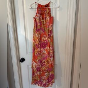 Vibrant Floral Orange and Pink Dress